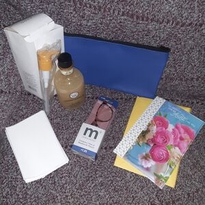 LOW START Blue Cosmetic Bag with Assorted Items 5pc Bundle